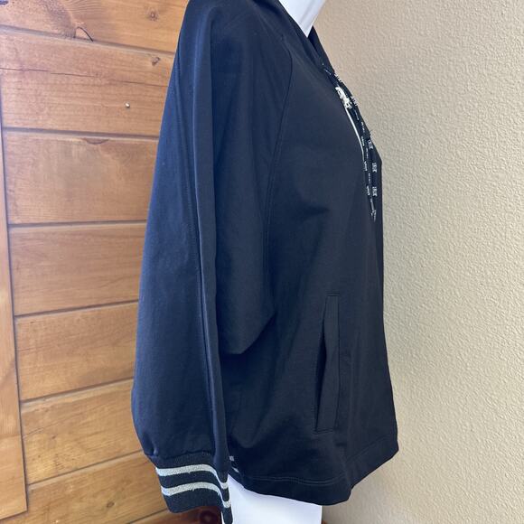 NWT Jet Set Medium Lurex Black Full Zip Hoodie Jacket Cotton Blend Italy - Picture 4 of 12